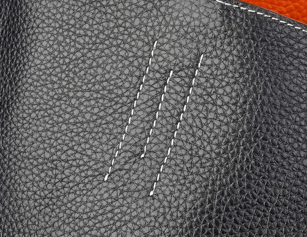 Best Hermes Reversible Leather Handbag Black/Orange 519020 - Click Image to Close